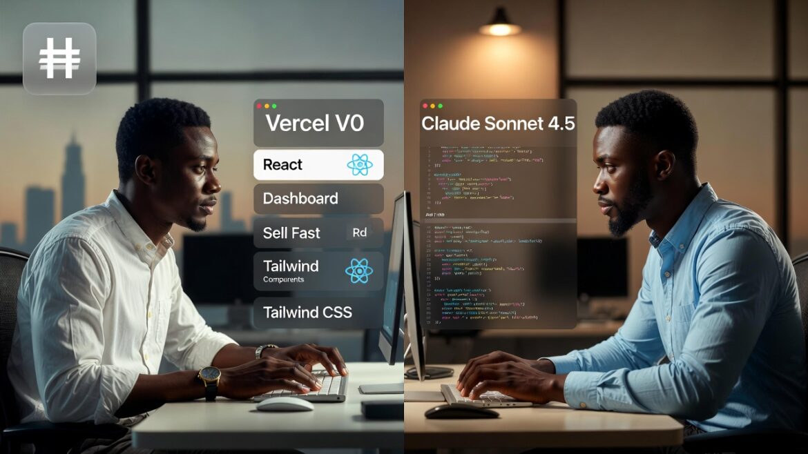 Nigerian developers comparing Vercel V0 and Claude Sonnet 4.5 for AI app development costs, speed, and code control in 2026