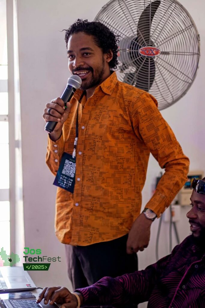 A young man answering a question in Jos Tech Fest 2025