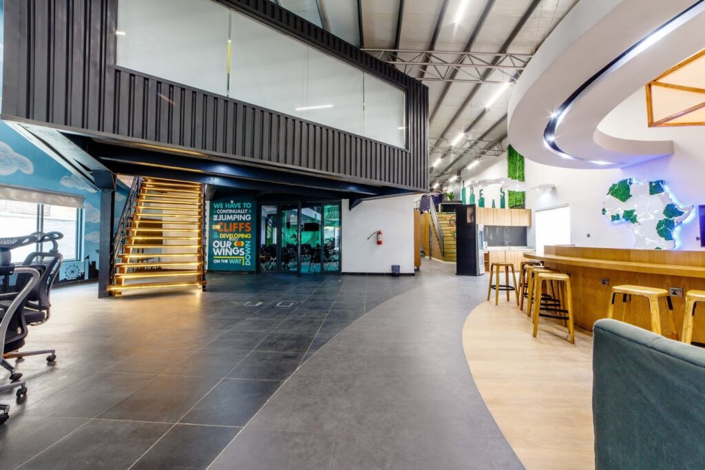 Google Developers Space Lagos interior showing modern workspace with collaborative seating areas and Google branding